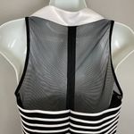Cache Caché Top Collared Striped Rhinestone Buttons Sleeveless Black White Sz 6 Blouse Photo 5