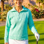 Tommy Bahama  1/4 Zip Pullover Women's M Pima Cotton Blend Mint Resort Golf Photo 0