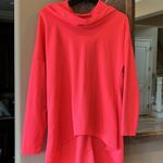 Comfy Neon Coral Knit High Low Scuba Hoodie Drape Neck Womens Medium Pullover Pink Photo 6