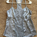 Kirra  Silver Gray Y2K Lace Racerback Babydoll Cami Tank Top Shirt Blouse Large Photo 0