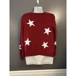 Holiday Time Sweater Womens Medium Red White Star Pullover Sequin Knit Festive Photo 3