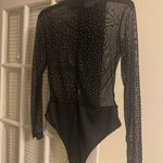Sheer Bodysuit With Rhinestones Black Size M Photo 1