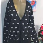 POL Heart Gray & Black Cardigan Sweater  Photo 0