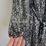 River Island  Sequin Silver Long Sleeve Dress Photo 5