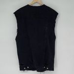 HWY Jeans Button Front Distressed Raw Cut Off Denim Trucker Vest Black Large Photo 2