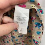 Women's tan floral ruffle sleeve silk stretch business attire casual blouse M Size M Photo 2