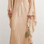 Simkhai Cape Effect Pleated Lamé Kaftan in Rose Gold Size XS Photo 0