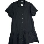 NWT J.Crew Factory Black Cotton Bubble Sleeve Shirt Dress Mini Size 18 Photo 2