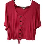 Q and A Women’s Barbie Pink Mid Sleeve Top With Front Tie Size Medium NWT Photo 0