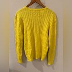 Ralph Lauren  Yellow Cable-Knit Cotton Pullover Sweater – Large – 1990s Vintage Photo 1