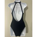 Robin Piccone  Navy Amy Ribbed High Neck One Piece Swimsuit NWOT Size 4 Photo 5