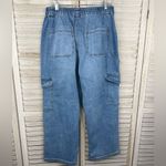 Almost Famous Women's Baggy Cargo Jeans with Elastic Waist Medium Wash-Large Photo 1