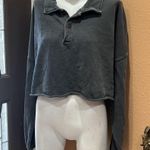 Emory park  gray collared cropped sweatshirt Photo 2