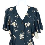 Abound  Floral Short Sleeve Button-Front A-Line Mini Dress Charcoal Size Small NW Photo 1