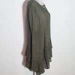 Entro Army Green Lace-Up Blouse Size Large Green Ruffle Blouse Photo 5