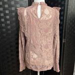 Cable & Gauge Full Lace Top Women L Long Smocked Sleeve Victorian Cottagecore Girly Romantic Photo 3