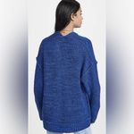 Free People  High Hopes‎ Chunky Knit Open Front Cardigan in Blue Combo Size Large Photo 6