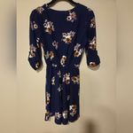 French Grey Navy Floral Quarter Sleeve Dress Size Small Blue Photo 2