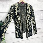 Say What? Say What? Black & Cream Aztec Open Front Cardigan Sweater Size Large Southwest Photo 3