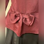 Ann Taylor Burgundy 3/4 Sleeves Front Bow Light Material No Tag Sz M. Zip OnSide Photo 5