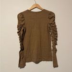 Free People  Tan Ruched Sleeve Top Photo 2