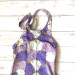 Women’s S/M Purple Floral Halter Top Maxi Dress Side Zipper Size Small Handmade Photo 1