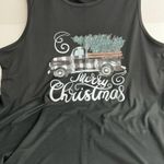 Merry Christmas Plaid Truck Design Tank Top Black Size 3X Photo 0