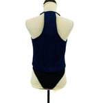 Socialite Women's Blue Black Lace Trim Sleeveless Bodysuit Racerback Small Photo 5