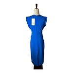 ZARA  Dress Women Medium Royal Blue Ruched V Neck Sleeveless Midi NWT Party Photo 2