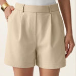 Brand New OGL Women's Size Medium Beige High Waisted Ponte De Roma Shorts Photo 0