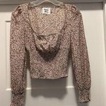 Princess Polly Long Sleeve Cuff Ditsy Floral Smocked Waist Crop Top Size 0 Photo 0