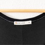 Marine layer Lexi Rib Long Sleeve Midi Dress in Black Stripe Photo 2