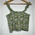 Aerie Jungle Thrills Cropped Smocked Tank Top Floral Ruffle Women Size M Photo 2