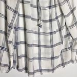Loft Women's Tops Ruffle Tie-Neck White Blue Windowpane Dress Blouse L Photo 8