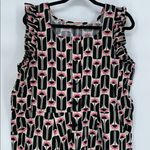 Orla Kiely Regatta Cotton Floral Romper Sleeveless Button Front XL Pink Photo 3