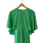 Alexis  Green Silk Cateline Cape Sleeve Midi Dress Size M Formal Elegant Photo 5