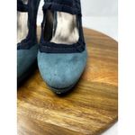 Boden Blue Suede Leather Ribbon Trim Mary Jane Court Heeled Pumps Size 38 US 7‎ Photo 1