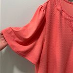 Plus Size Scoop/ V Neck Texture Solid Knit Top With Short Ruffle Sleeves Orange Photo 3