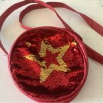 American girl red leather with sequin star crossbody bag purse zipper around Photo 6