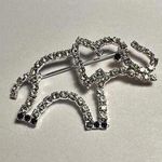 Rhinestone Elephant Silver Tone Animal Brooch Pin Black & Clear Photo 0