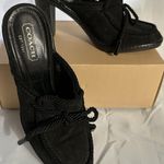 Coach Jenn Mules Black Suede Corded Braid Heels Size 8.5 Photo 0