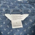 Womens L Country Western Blouse Blue Ditsy White Floral Boho Coquette Farm Purple Size L Photo 1