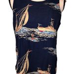 Vintage Womens Top Size 8 Nautical Sailing Ocean Tank Navy Blue Yacht Made USA Photo 0