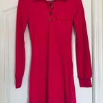 Nordstrom NWT Area Stars Women's Pink Juliette Stretchy Ribbed Knit Polo Dress $150 | XS Photo 4