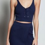 Good American NWT  Navy Lace Up Rib Crop Cami - Size 2 (Medium) Photo 6