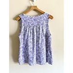 Loft Women's Large Floral Tank Top Pintuck Sleeveless Blouse Casual White Purple Photo 1