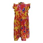 Unique Rainbow Jaguar Button Down Womens Midi Dress Jungle Vibrant Size Small Red Photo 4