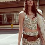 For Love & Lemons  Nomi Corset Crop Size Medium Green Pink Geometric NWOT Photo 2