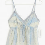 Floral Patchwork Spaghetti Strap Top Blue Size M Photo 0