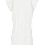 Rebecca Vallance Davina Dress Bridal Sequin Plunge Neck Bow Back Ivory Size 8 White Photo 0